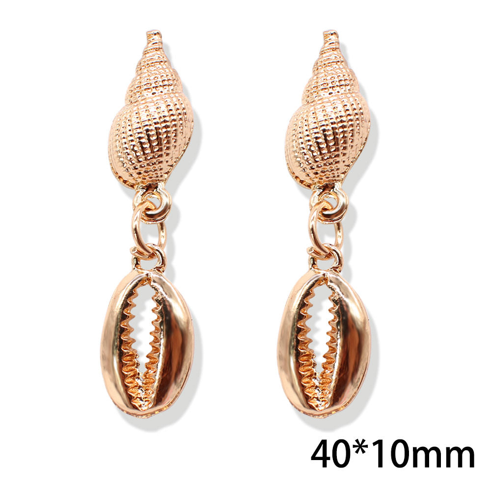 Popular Metal Conch Starfish Shell Vintage Alloy Earrings