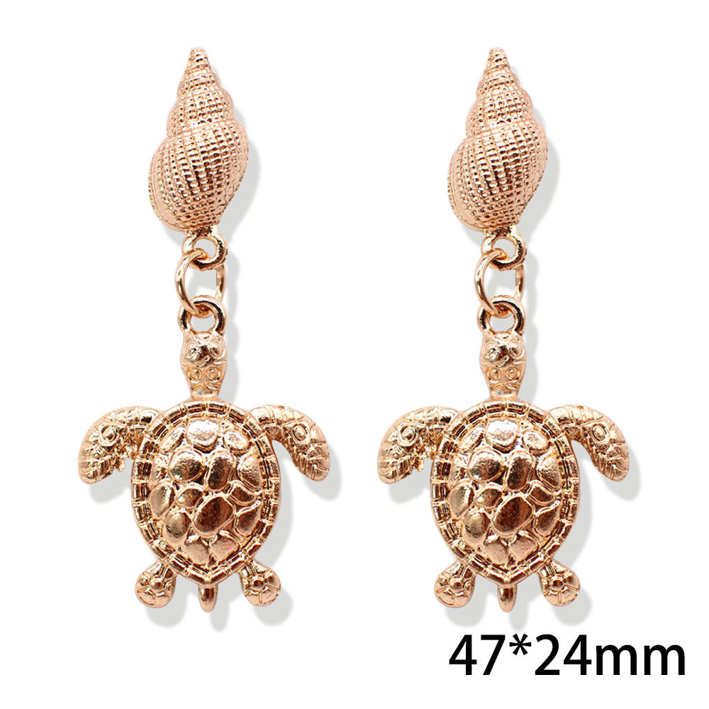 Popular Metal Conch Starfish Shell Vintage Alloy Earrings