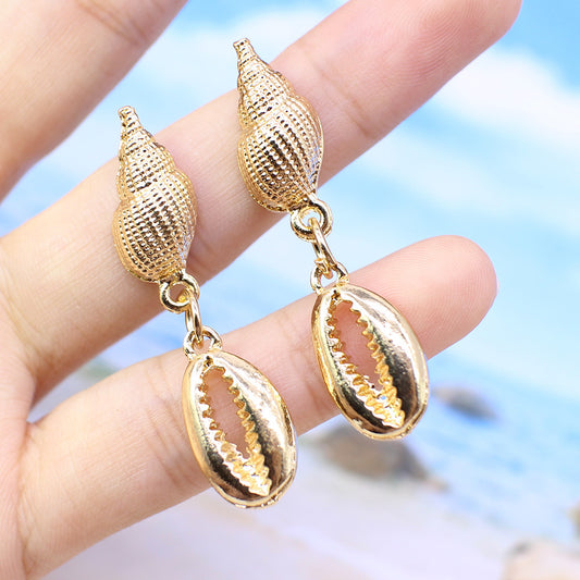 Popular Metal Conch Starfish Shell Vintage Alloy Earrings