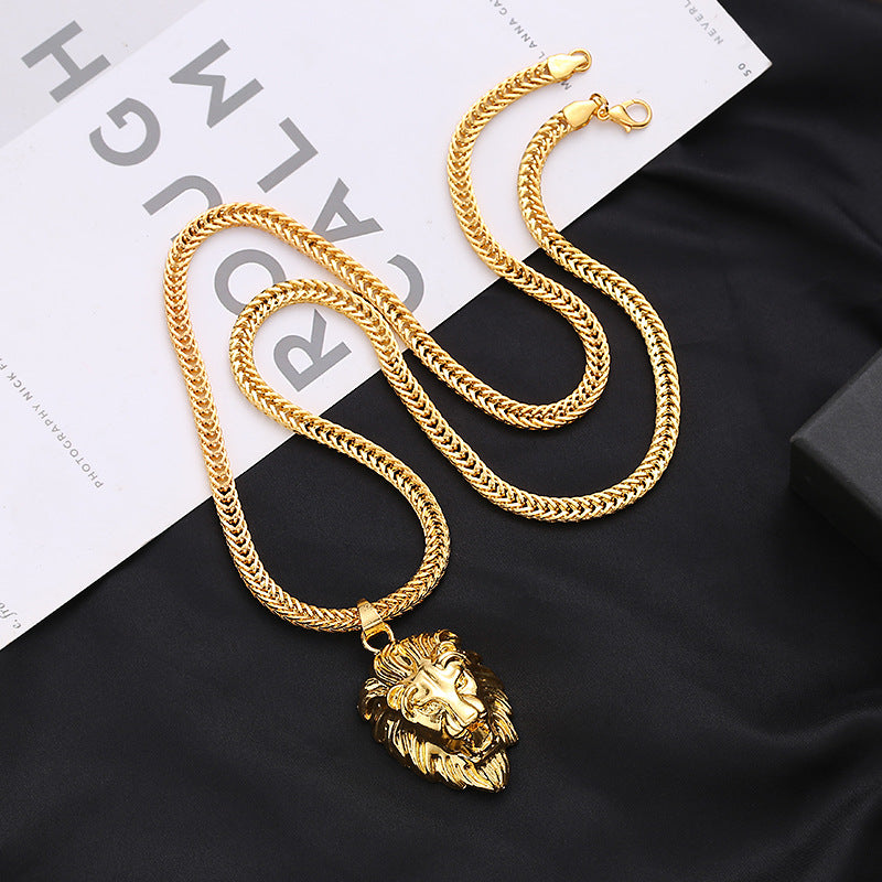 Tide Alloy Lion's Head Hip Hop Necklace