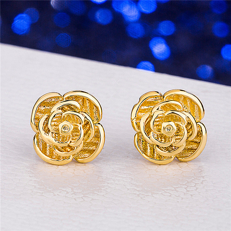 Women's Flower Ear Classic Gold Plated Cherry Earrings