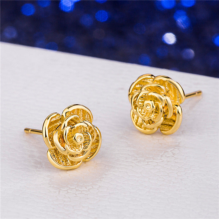 Women's Flower Ear Classic Gold Plated Cherry Earrings