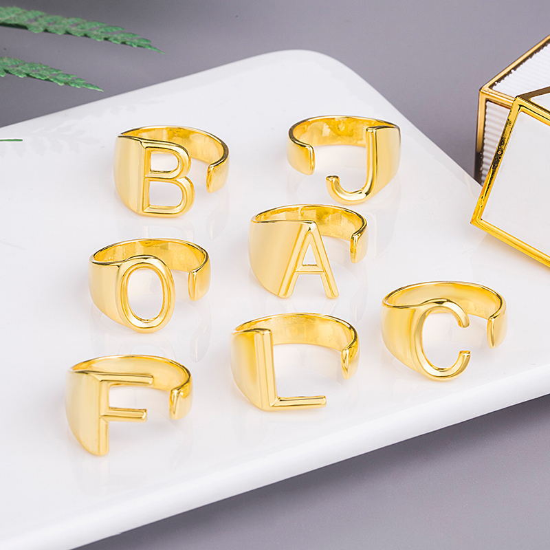 Brass Plated Real Gold English Capital Rings