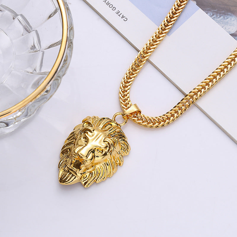 Tide Alloy Lion's Head Hip Hop Necklace