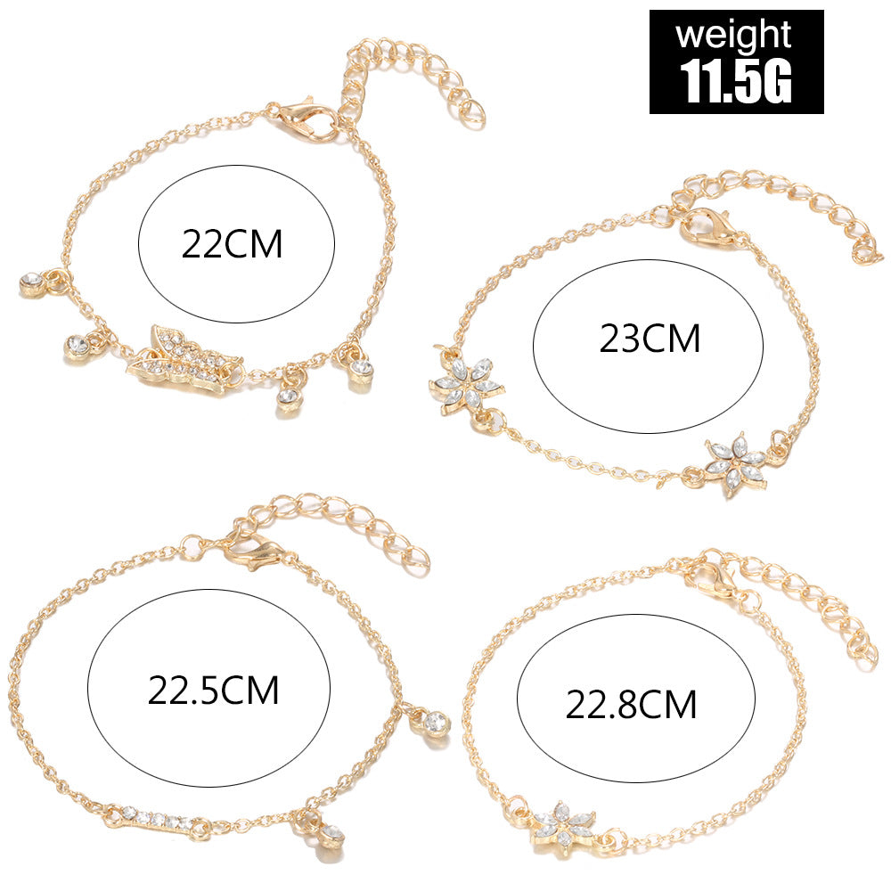 Women's Simple Style Personality Butterfly Diamond Blossom Bracelet