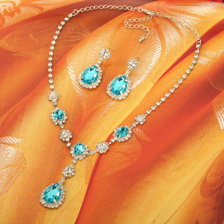 Diamond Blue Water Drop Creative Personality Necklace