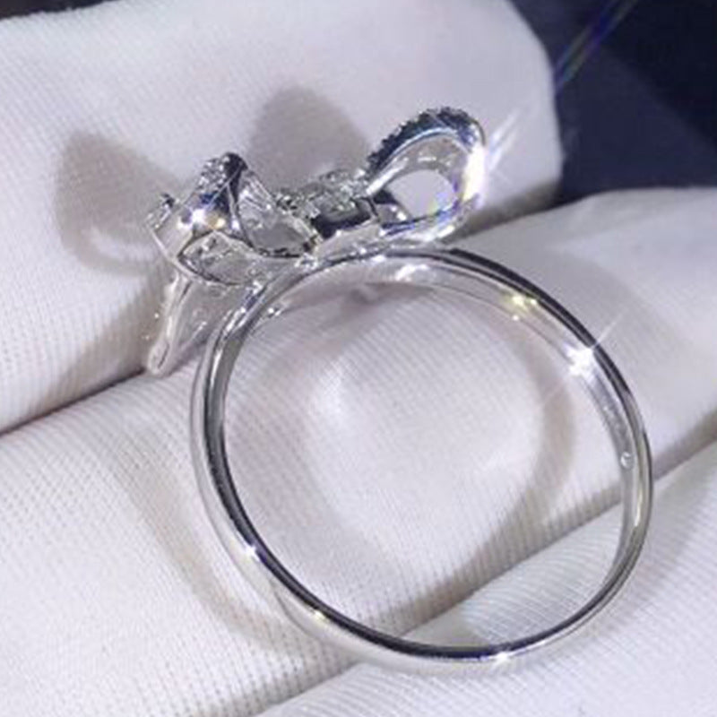 Bow Square Diamond Luxury Elegant Jewelry Rings