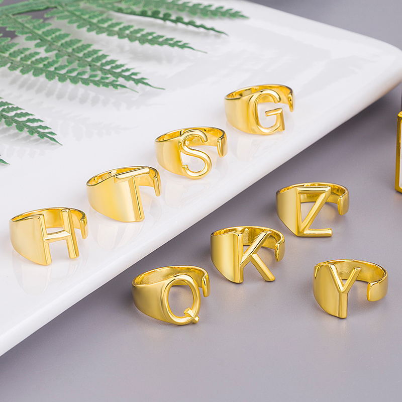 Brass Plated Real Gold English Capital Rings