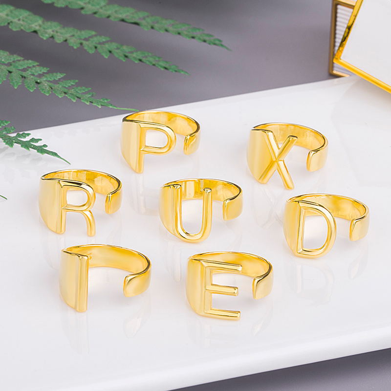 Brass Plated Real Gold English Capital Rings