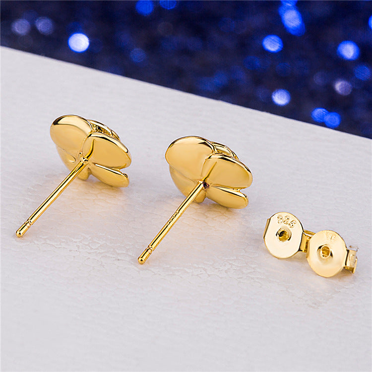 Women's Flower Ear Classic Gold Plated Cherry Earrings