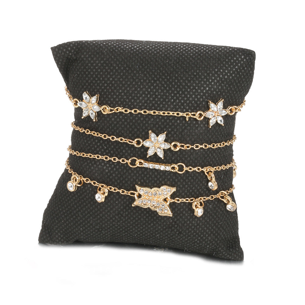 Women's Simple Style Personality Butterfly Diamond Blossom Bracelet