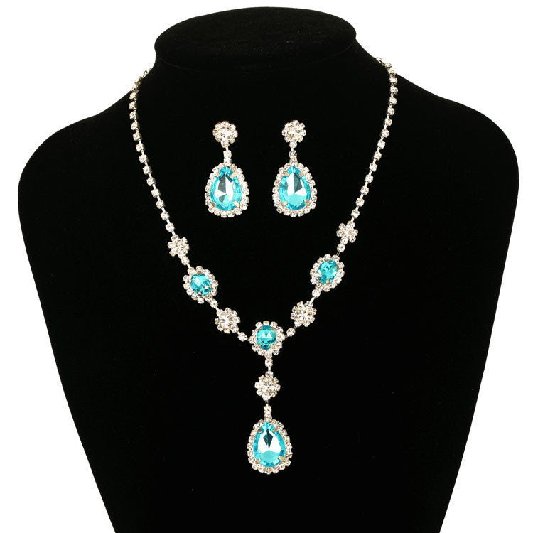 Diamond Blue Water Drop Creative Personality Necklace