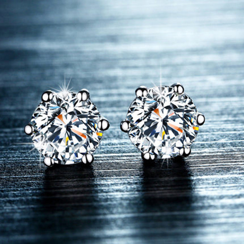 Sier Artificial Diamond Zircon Female Graceful Petite Male Rhinestone Earrings
