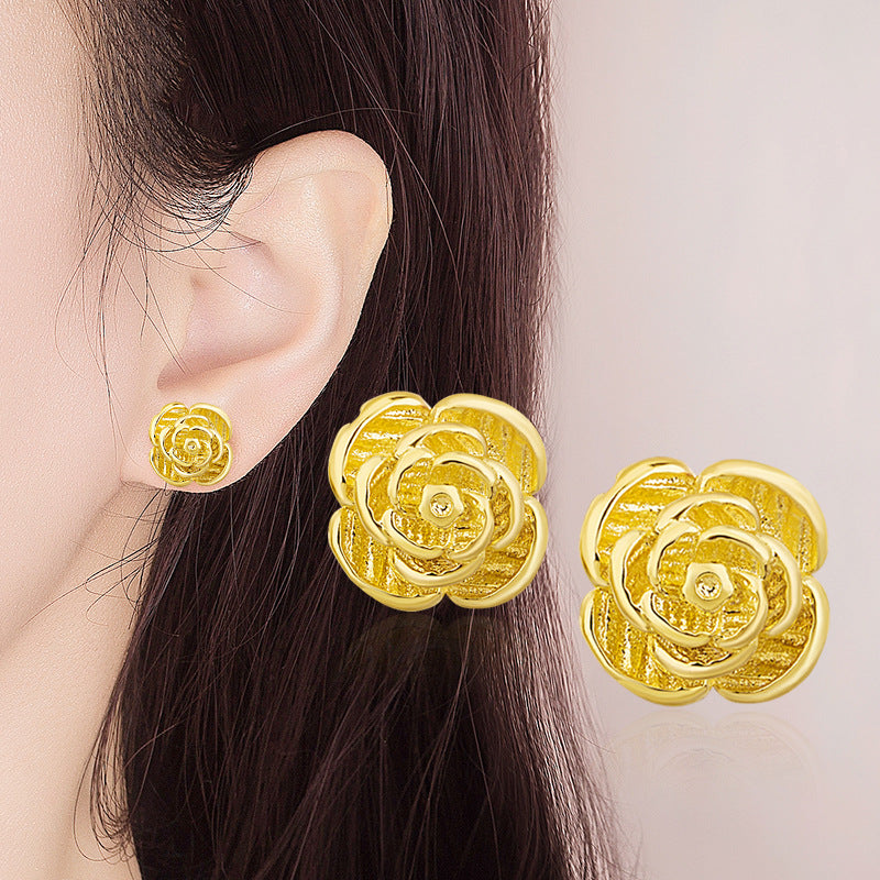 Women's Flower Ear Classic Gold Plated Cherry Earrings