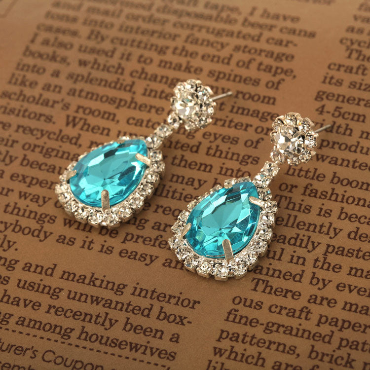 Diamond Blue Water Drop Creative Personality Necklace