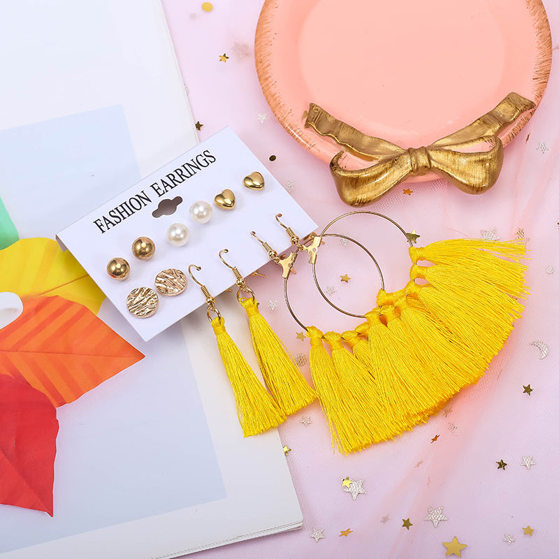 Women's Personality Fashion Tassel Bohemian Flower Earrings