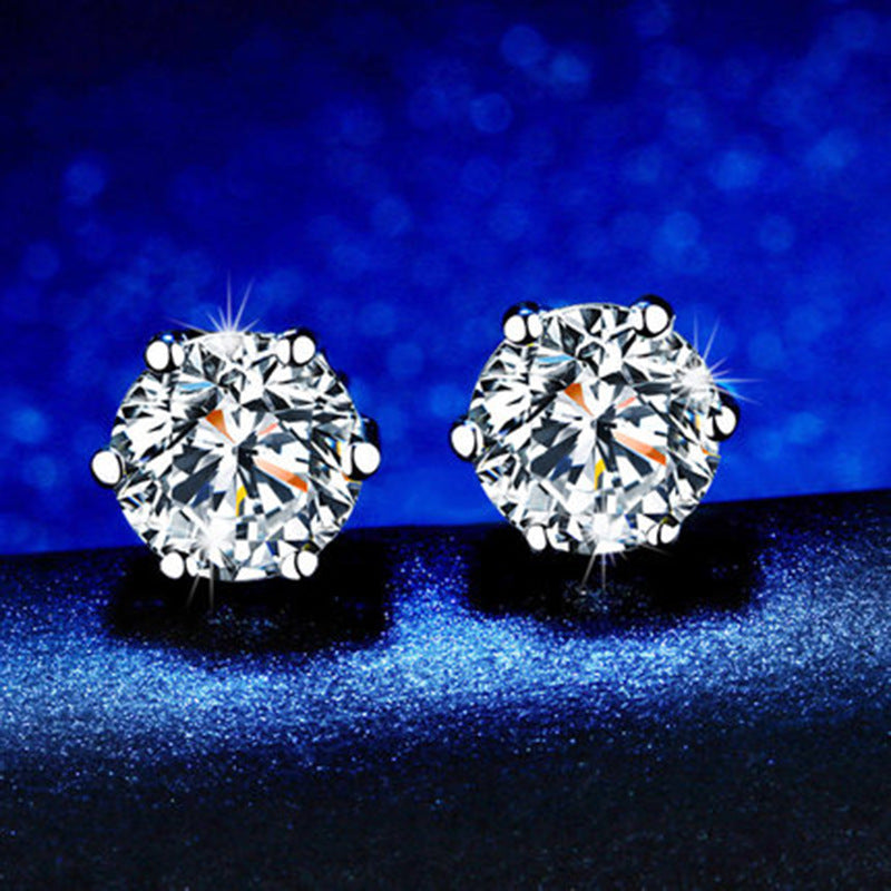 Sier Artificial Diamond Zircon Female Graceful Petite Male Rhinestone Earrings