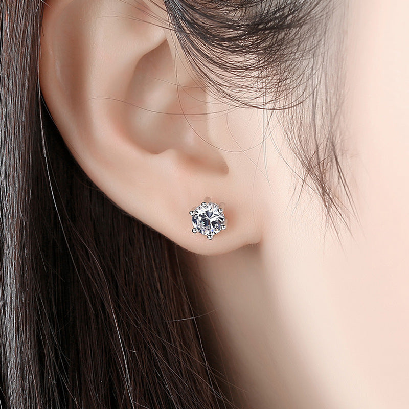 Sier Artificial Diamond Zircon Female Graceful Petite Male Rhinestone Earrings