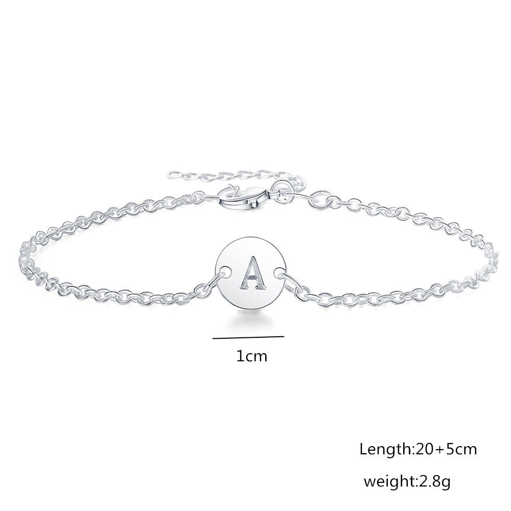 New Sier-plated English Letter Tag Anklet Bracelets