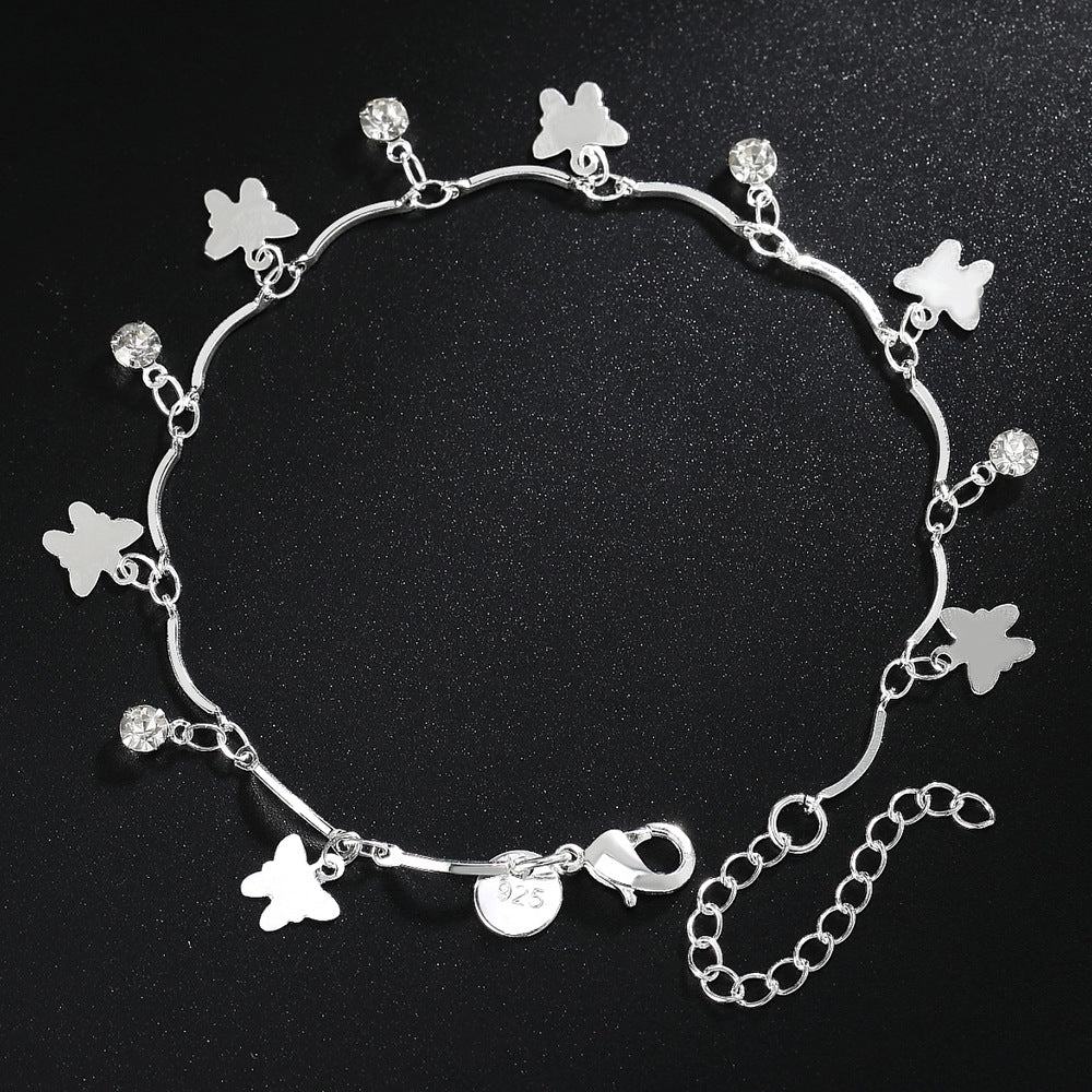 Sier Plated Ornament Cute Butterfly Piece Bracelets