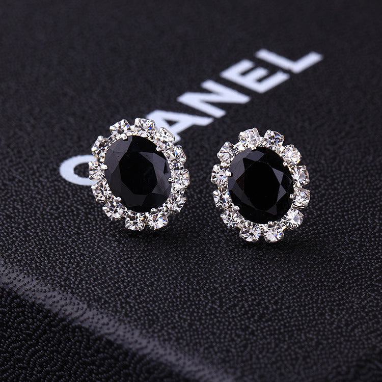 Oval Creative Fashion Rhinestone Shining Diamond Earrings