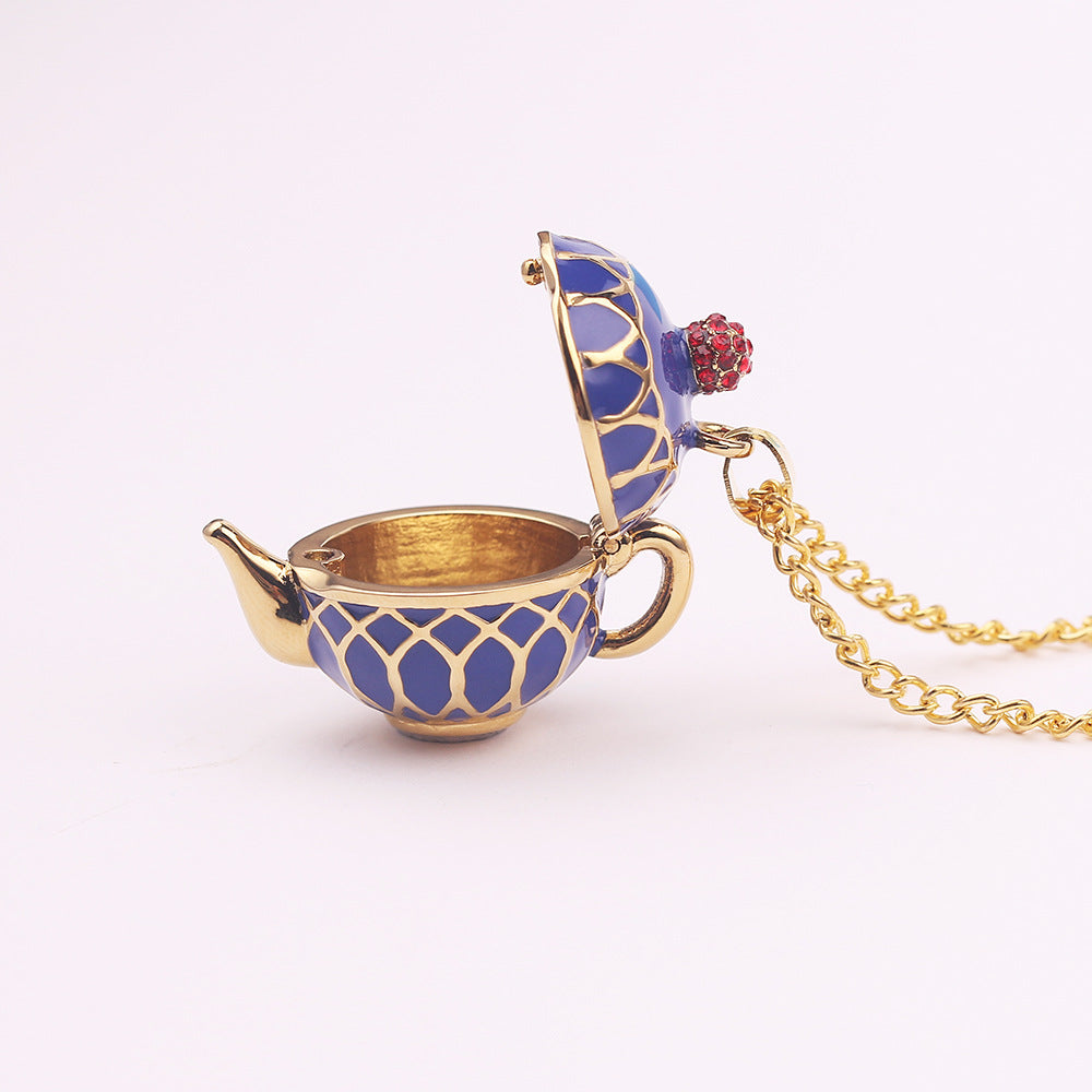Glaze Fashion Teapot Openable Long Cartoon Necklaces