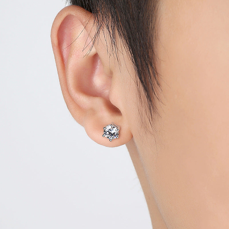 Sier Artificial Diamond Zircon Female Graceful Petite Male Rhinestone Earrings