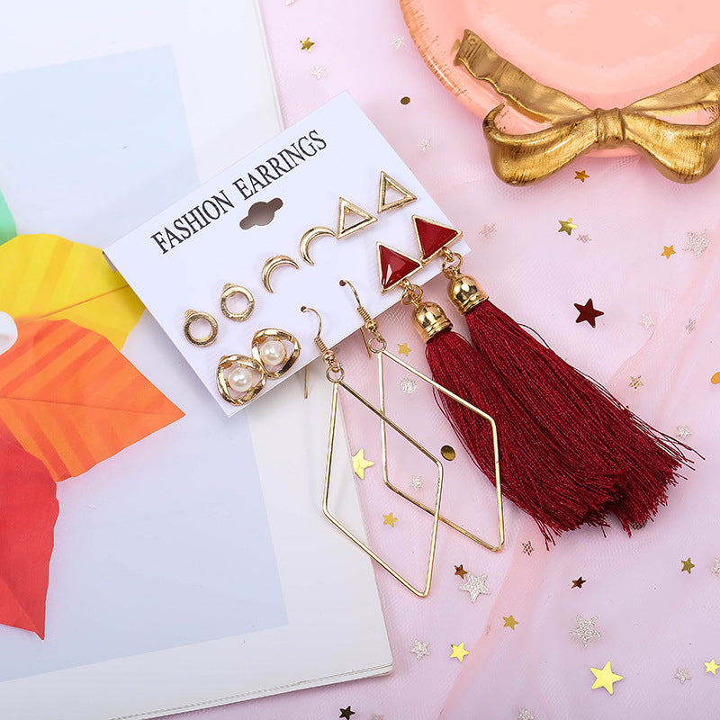 Women's Personality Fashion Tassel Bohemian Flower Earrings