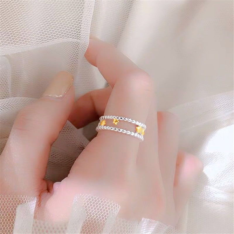 Double Circles Star Fashion Personalized Mori Design Sier Plated Rings