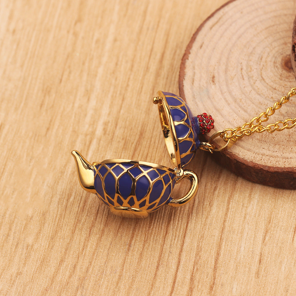 Glaze Fashion Teapot Openable Long Cartoon Necklaces