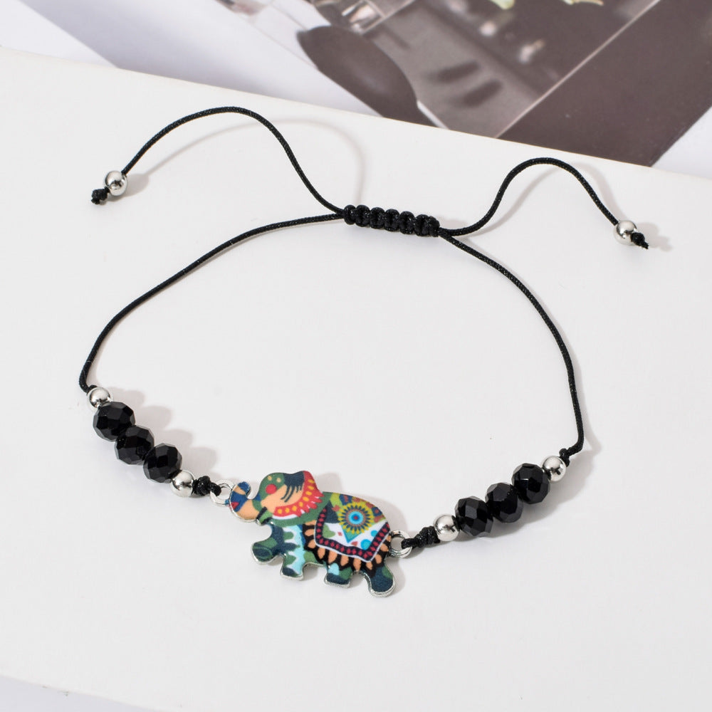 Women's Painting Oil String Colorful Crystal Beads Hand-woven Bracelets