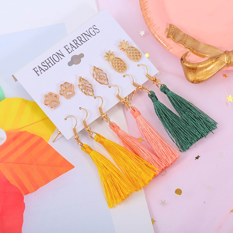 Women's Personality Fashion Tassel Bohemian Flower Earrings