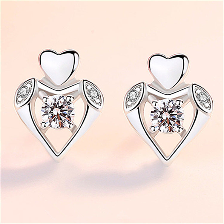 Boucles d'oreilles en forme de cœur d'amour en argent de Style coréen pour femmes