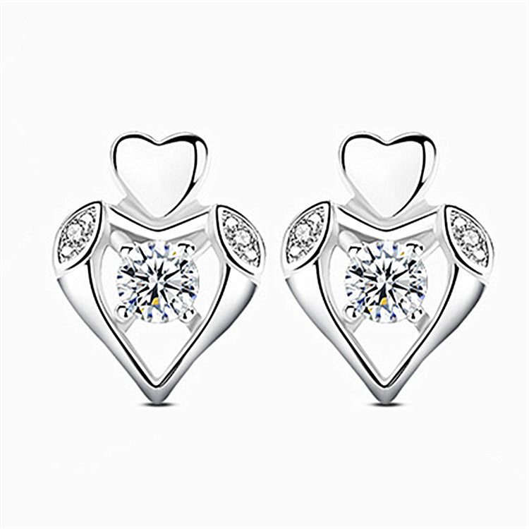 Boucles d'oreilles en forme de cœur d'amour en argent de Style coréen pour femmes