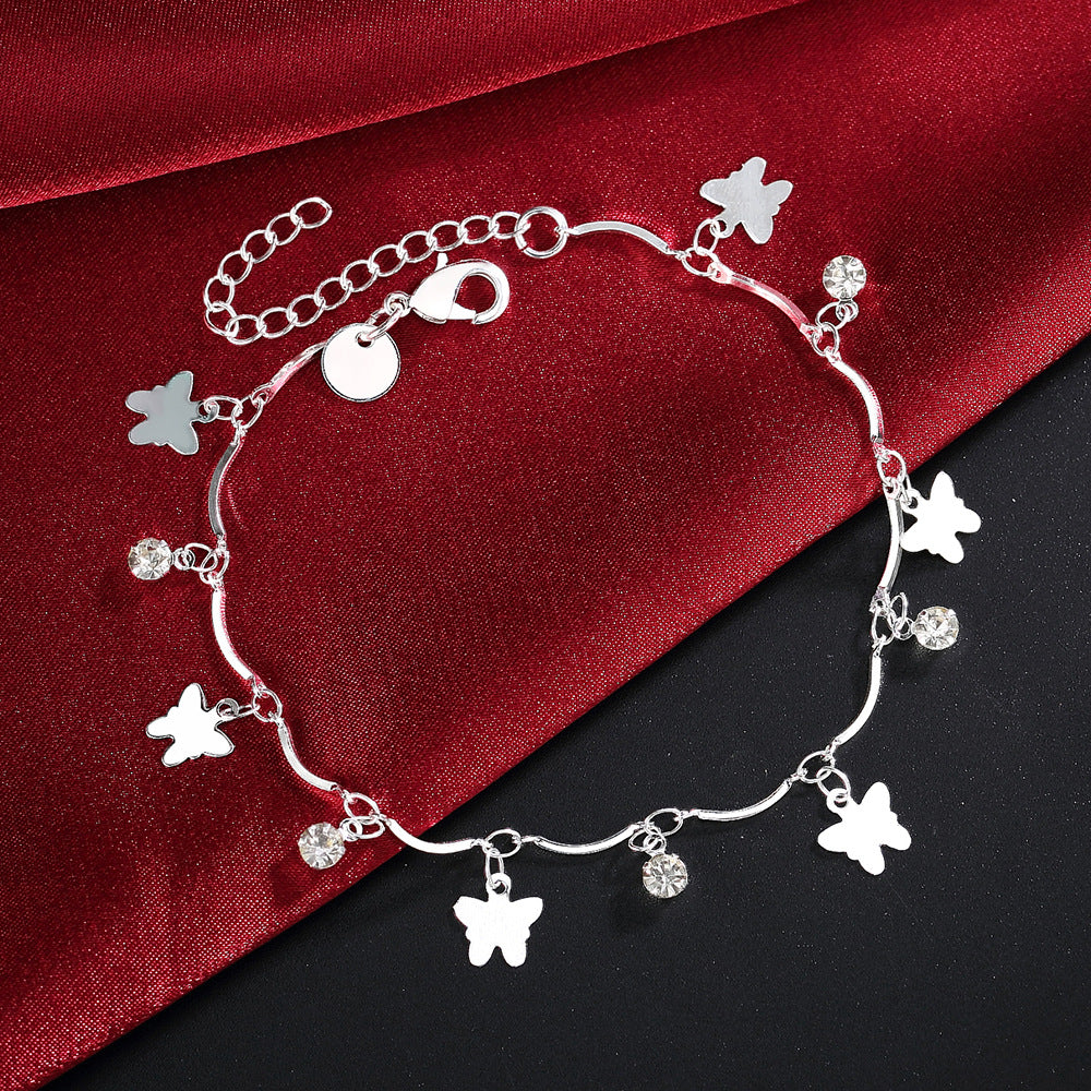 Bracelets en forme de papillon mignon, ornement plaqué argent