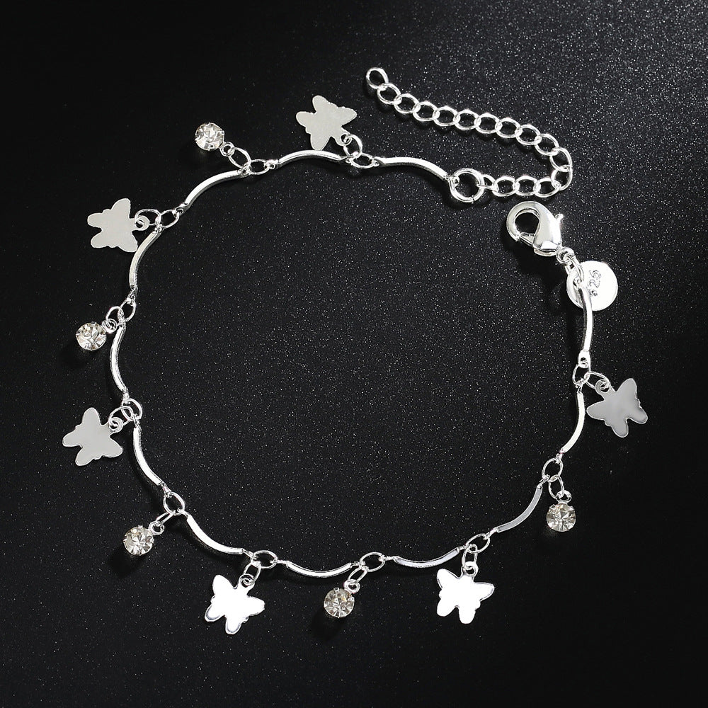 Sier Plated Ornament Cute Butterfly Piece Bracelets