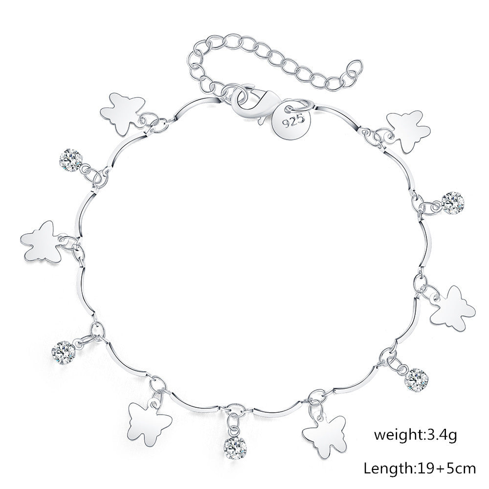 Bracelets en forme de papillon mignon, ornement plaqué argent