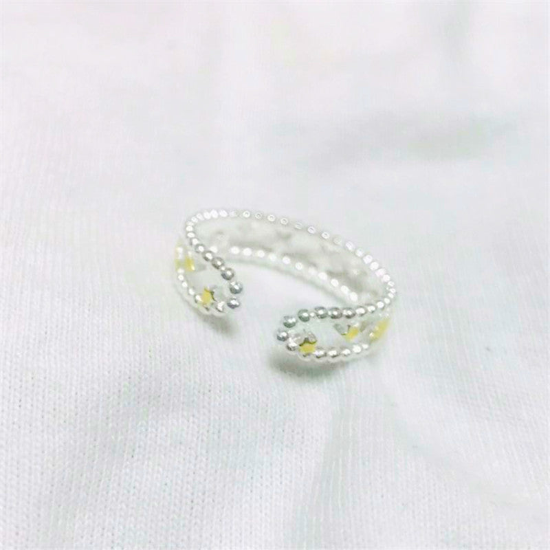 Double Circles Star Fashion Personalized Mori Design Sier Plated Rings