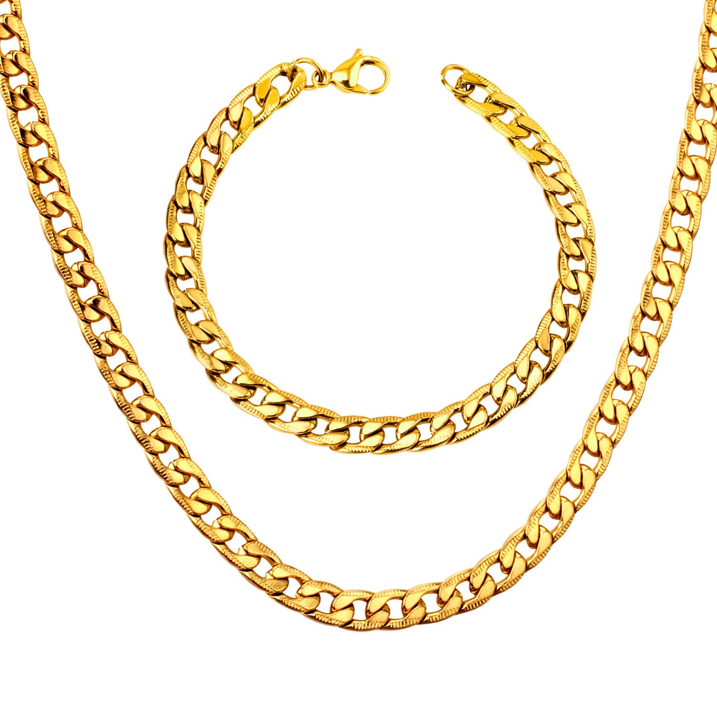 Men's Hip Hop Wide Stainless Steel Electroplated Jewelry Set