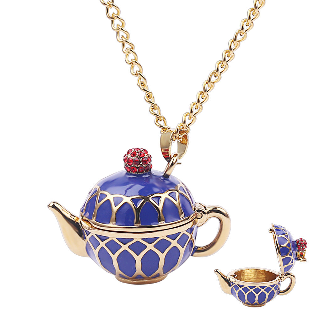 Glaze Fashion Teapot Openable Long Cartoon Necklaces