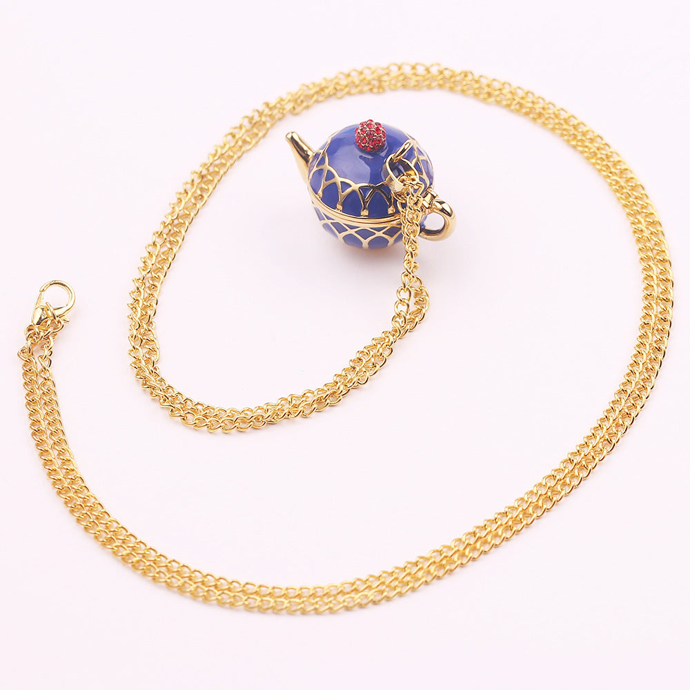 Glaze Fashion Teapot Openable Long Cartoon Necklaces