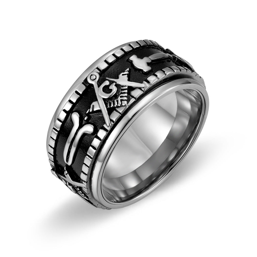 Men's Rotatable Titanium Steel Masonic Large Thumb Rings