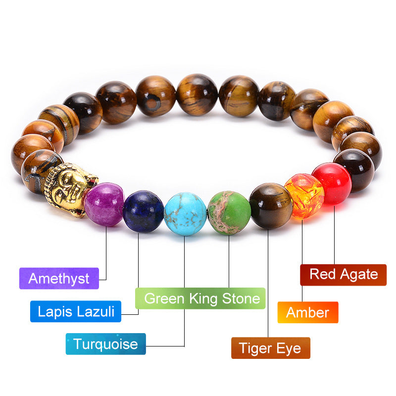 Colorful Natural Stone Buddha Head Handmade Bracelet