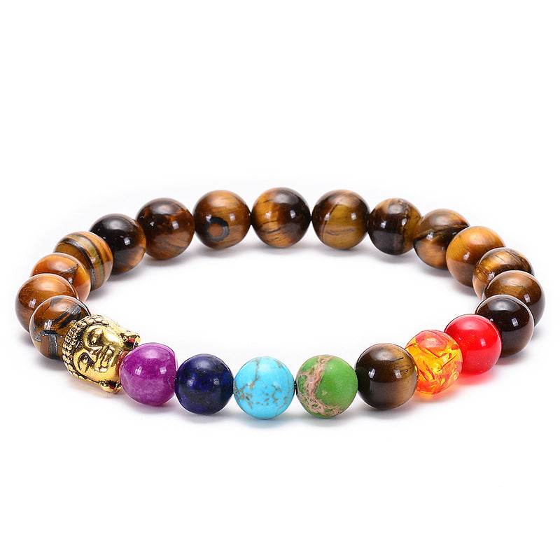 Colorful Natural Stone Buddha Head Handmade Bracelet