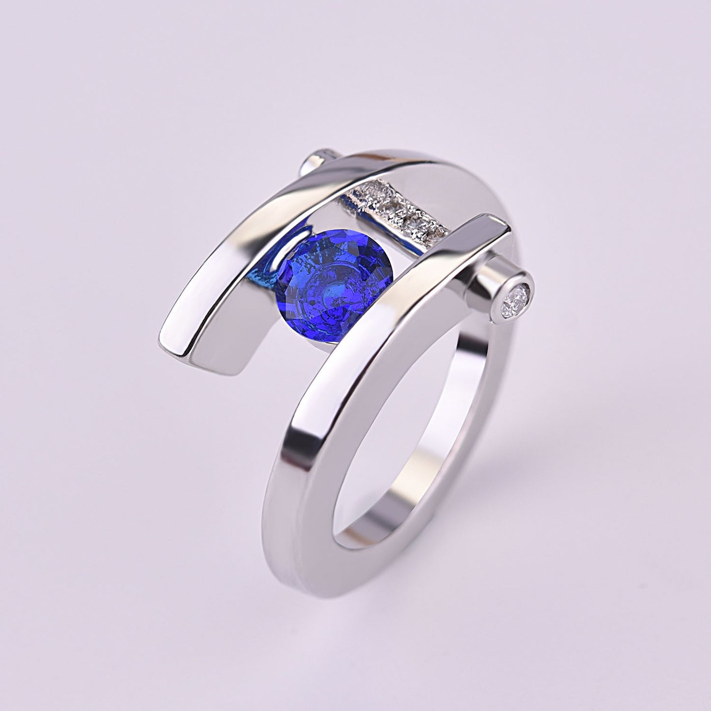 Creative Modern Inlaid Sapphire Engagement Artificial Rings