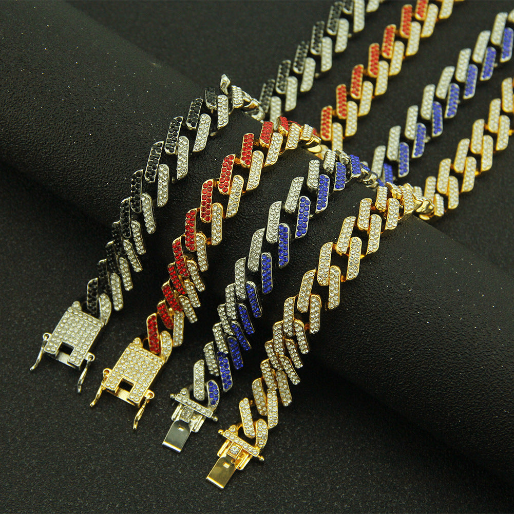 Men's Accessories Inlaid Color Diamond Geometric Square Necklaces