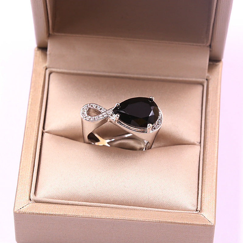 Geometric Diamond High Carbon Zircon Lady Ring
