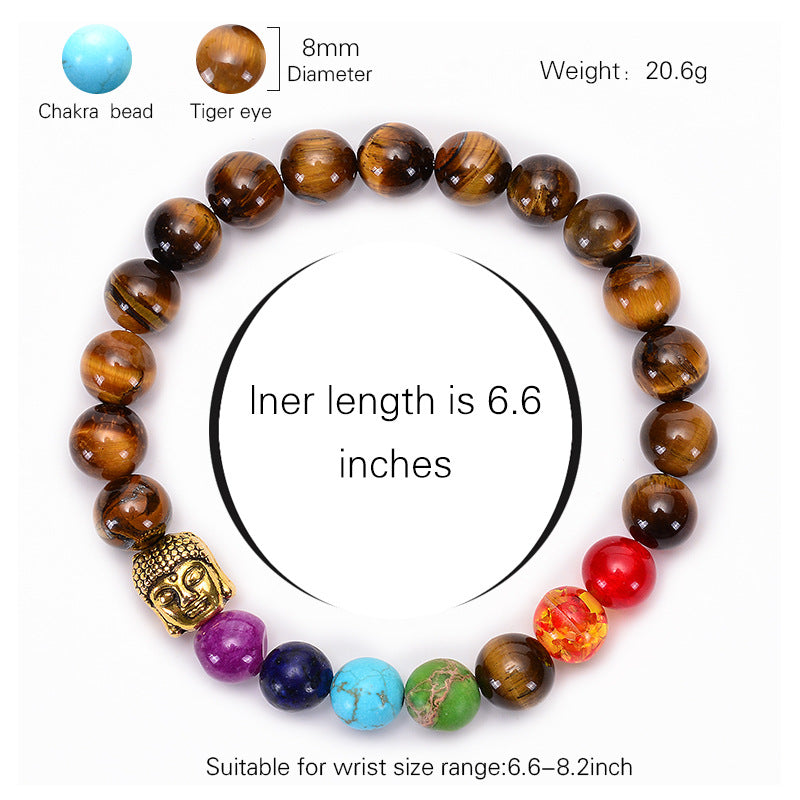 Colorful Natural Stone Buddha Head Handmade Bracelet