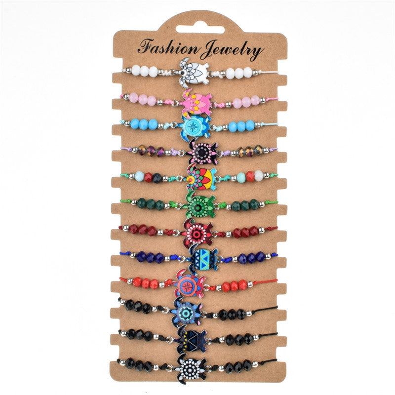 Women's Painting Oil String Colorful Crystal Beads Hand-woven Bracelets