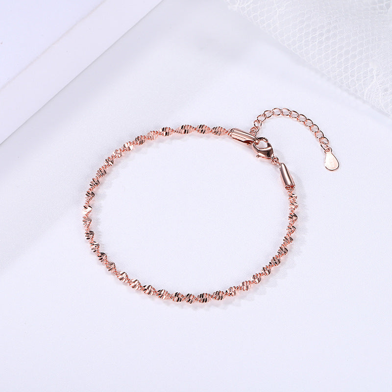 Women's Plated Sterling Sier Twisted Caterpillar Korean Style Fashion Popular Bracelets